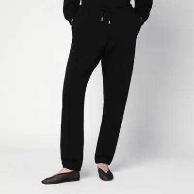 THE ROW THE ROW TEO BLACK COTTON AND CASHMERE TROUSERS