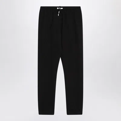 The Row Teo Black Cotton And Cashmere Trousers