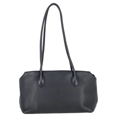 The Row Terrasse Bag In Navy Blue Grained Leather