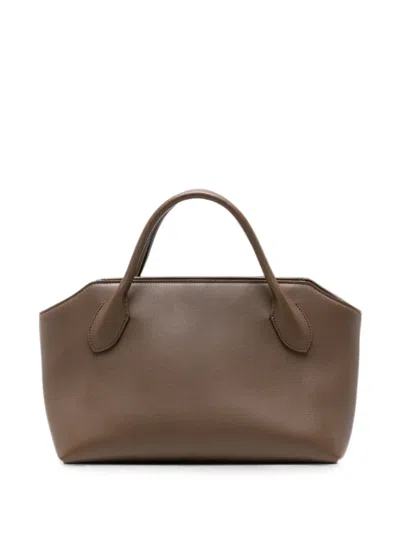 The Row Terrasse Bauletto Leather Tote Bag In Brown