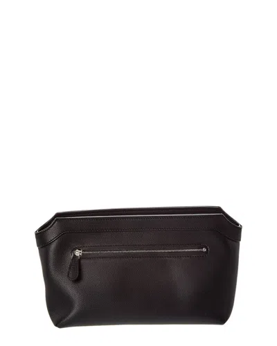 The Row Terrasse Zipped Leather Vanity Bag In Brown