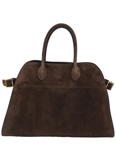 The Row Soft Margaux 15 Bag In Brown Suede (authentic Pre-loved) In Black