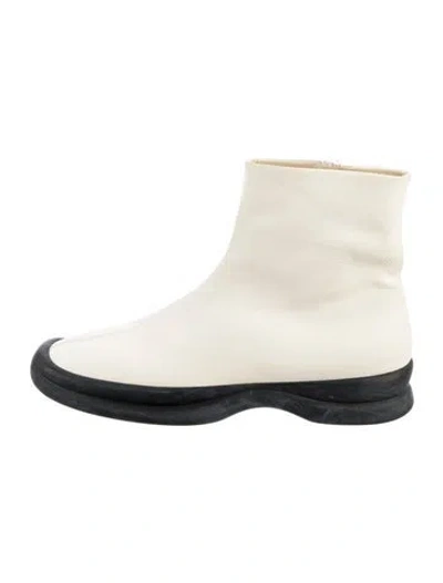 Pre-owned The Row The Town Bootie Leather Boots In Neutrals