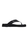 The Row Ginza Leather And Velvet Platform Flip Flops In Black
