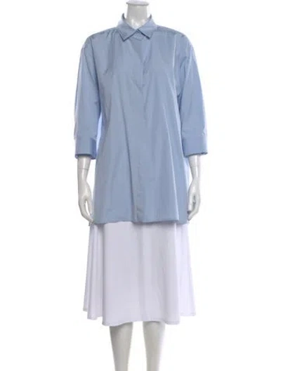 Pre-owned The Row Three-quarter Sleeve Button-up Top In Blue