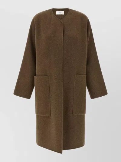 The Row Tiberus Coat Round Neck Long Sleeves In Green