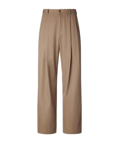 The Row Tibor Cotton And Cashmere Wide-leg Pants In Brown
