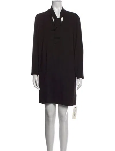 Pre-owned The Row Tie Neck Mini Dress In Black
