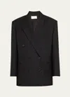 The Row Timoty Double Breast Wool Jacket In Black
