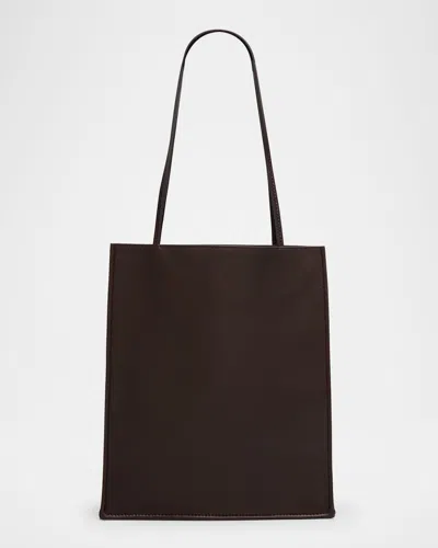 The Row To Go Large Tote Bag In Napa Leather In Dans Dark Brown Ans