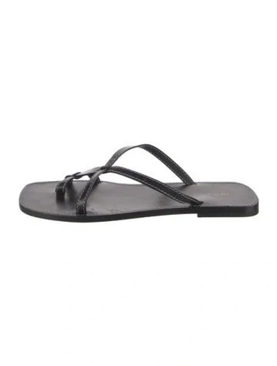 Pre-owned The Row Toe-loop Slide Sandals Leather Slides In Gray