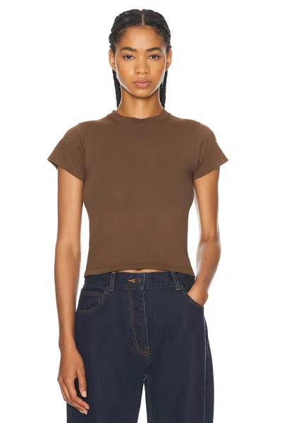 The Row Tommy Cropped Cotton And Silk-blend Jersey T-shirt In Brown