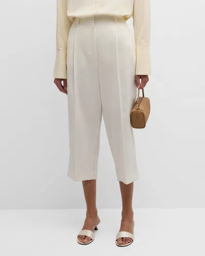 The Row Tonnie High-rise Wide-leg Linen Trousers In Off White
