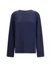 The Row Crew Neck Long Sleeve Sweater In Blue