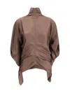 The Row Miles Silk Blouse In Brown