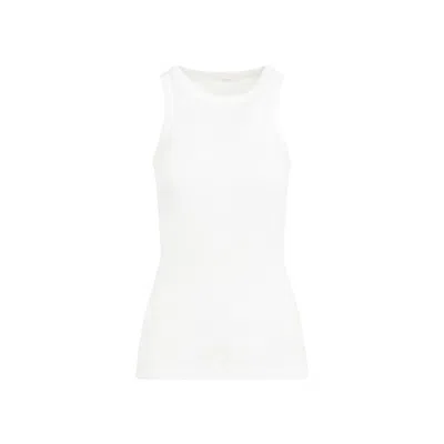 The Row Misty Long Ribbed-knit Cotton Tank Top In White