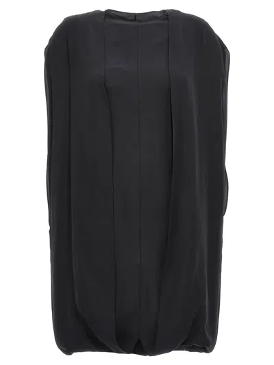 The Row Draped Silk Mini Dress In Black