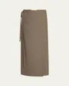 The Row Toreva Straight Wrap Skirt In Brown
