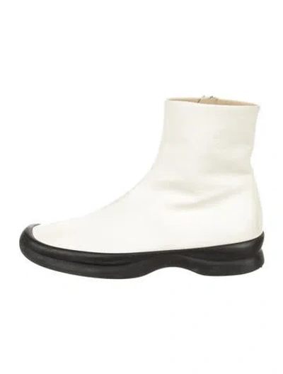 Pre-owned The Row Town Leather Boots In Neutral