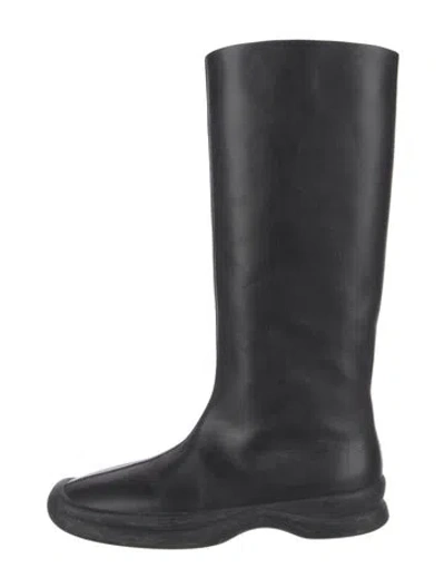 Pre-owned The Row Town Leather Rain Boots In Black