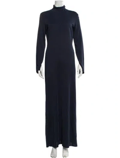 Pre-owned The Row Turtleneck Long Dress In Blue