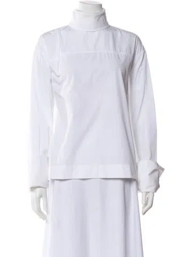 Pre-owned The Row Turtleneck Long Sleeve Blouse In White