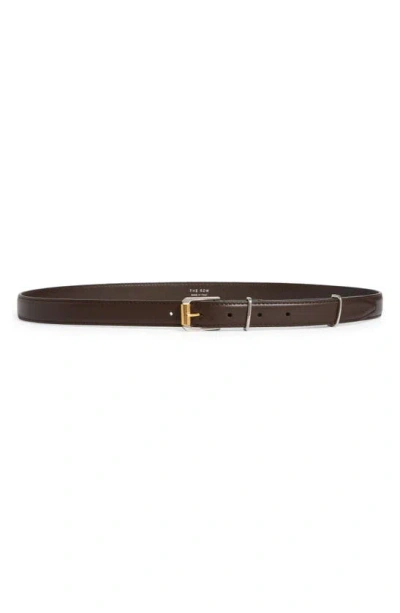 The Row Two-tone Buckle Leather Belt In Brown