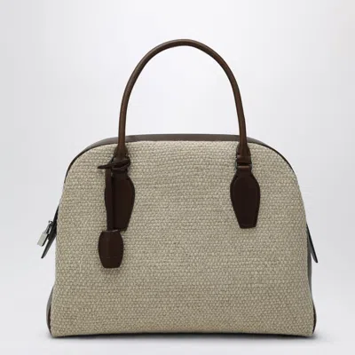 The Row Two-tone Canvas And Leather India 12.00 Handbag In Silver