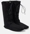 The Row Tyler Suede Lace-up Boots In Black