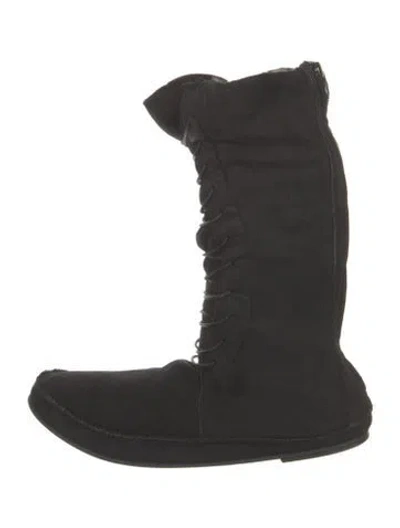 Pre-owned The Row Tyler Suede Lace-up Boots In Black