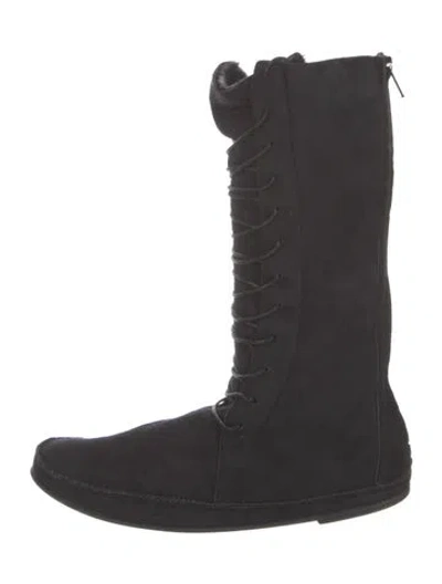 Pre-owned The Row Tyler Suede Lace-up Boots In Black
