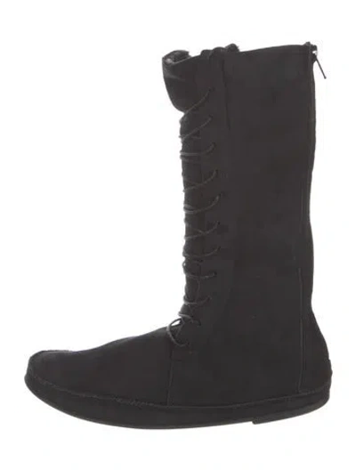 Pre-owned The Row Tyler Suede Lace-up Boots In Black