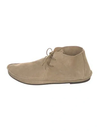 Pre-owned The Row Tyler Suede Lace-up Boots In Neutral