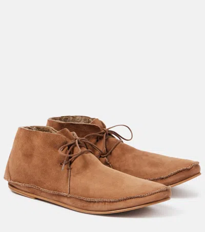 The Row Tyler Suede Moccasins In Fawn