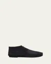 The Row Tyler Suede Shearling Moccasin Booties In Black