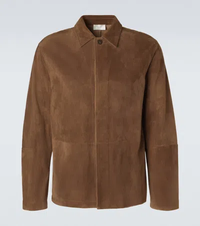 The Row Ulrich Paneled Suede Jacket In Brown