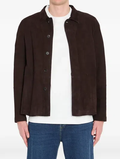 The Row Ulrich Shirt Jacket In Brown