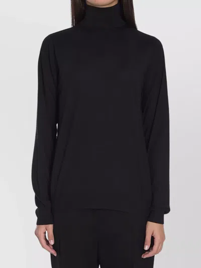 THE ROW ULTRA-FINE WOOL KNIT TURTLENECK SWEATER WITH RIBBED TRIMS