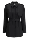 The Row Usuaia Detachable Sleeves Belt Jacket In Black