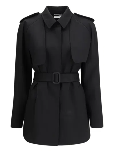 The Row Usuaia Detachable Sleeves Belt Jacket In Black