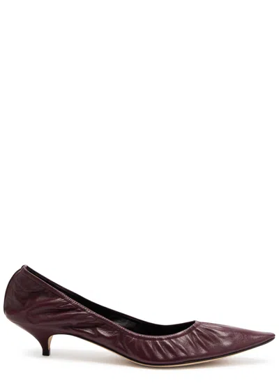 The Row Uxor 40 Leather Pumps In Burgundy