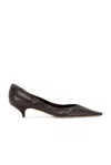 The Row Liisa Distressed Kitten-heel Pumps In Laquer Brown