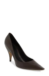 The Row Uxor Satin Pumps In Laquer Brown
