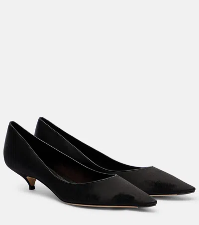 The Row Uxor Satin Pumps In Black