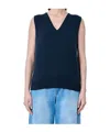 The Row V-neck Knitted Vest In Navy Blue