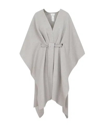 The Row V-neck Long Coat In Gray