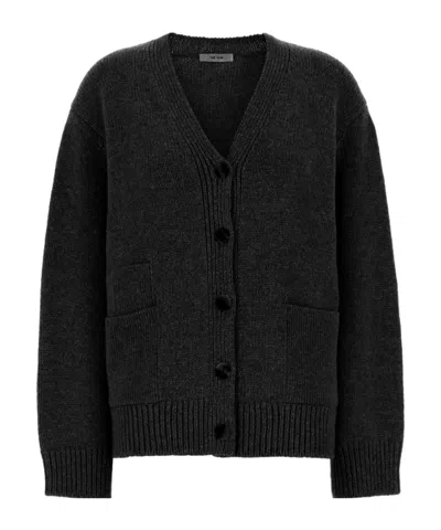 The Row V-neck Long-sleeved Cardigan In Black
