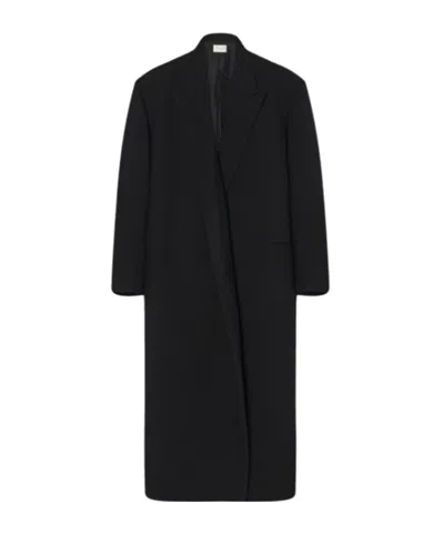 The Row V-neck Long-sleeved Coat In Black