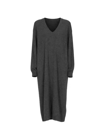 The Row V-neck Maxi Dress In Gray