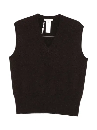 THE ROW THE ROW V-NECK SLEEVELESS PULLOVER BROWN